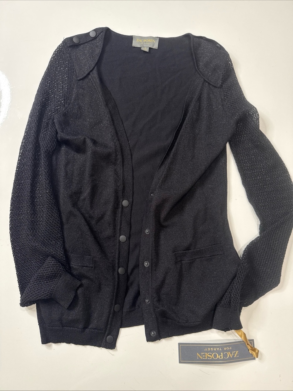 Zac Posen+Target Collab Sweater Womens S Cardigan Knit Shimmer Button Up Preppy